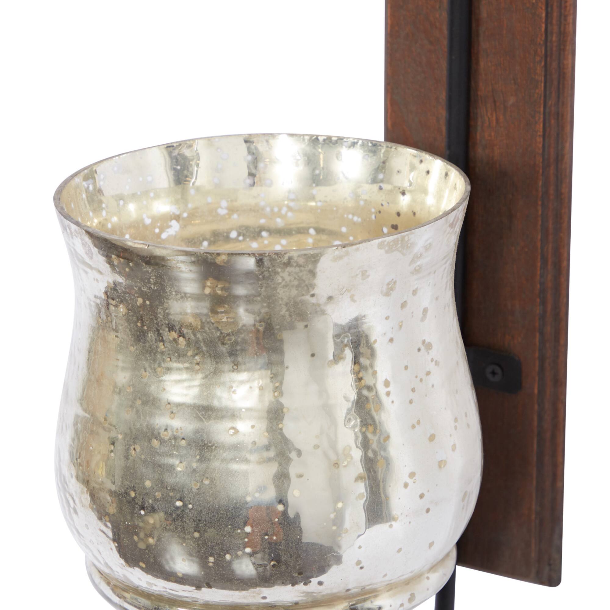 Brown Mango Wood Traditional Candle Wall Sconce, 21" x 9" x 4"